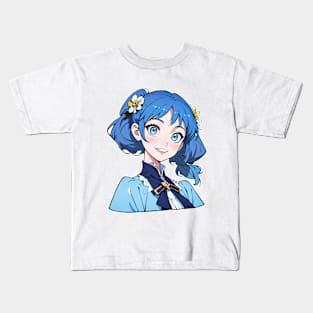 Cute happy anime girl in summer series Kids T-Shirt